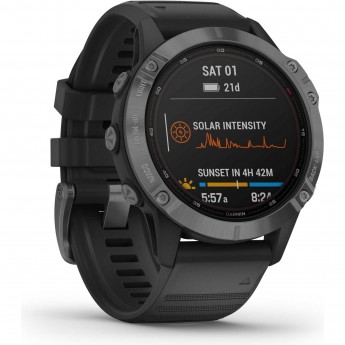 Часы GARMIN FENIX 6s Solar серебристый с черным ремешком Часы GARMIN FENIX 6s Solar серебристый с черным ремешком