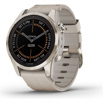 Смарт-часы GARMIN FENIX 7S PRO SAPPHIRE SOLAR золотистый корпус с кожаным ремешком цвета известняка Смарт-часы GARMIN FENIX 7S PRO SAPPHIRE SOLAR золотистый корпус с кожаным ремешком цвета известняка