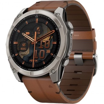 Смарт-часы GARMIN FENIX 8 AMOLED 51 мм SAPPHIRE TITANIUM WITH CHESTNUT LEATHER BAND Смарт-часы GARMIN FENIX 8 AMOLED 51 мм SAPPHIRE TITANIUM WITH CHESTNUT LEATHER BAND