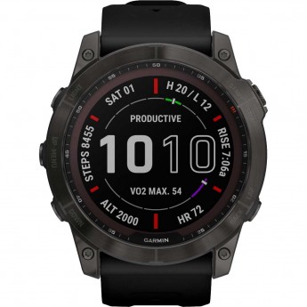 Умные часы GARMIN FENIX 7X SAPPHIRE SOLAR CARBON GRAY DLC TITANIUM WITH SILICONE BLACK BAND