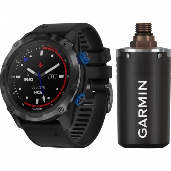 Смарт-часы GARMIN DESCENT MK2I CARBON GREY титановые DLC с черным силиконовым ремешком в комплекте с передатчиком Descent T1 Смарт-часы GARMIN DESCENT MK2I CARBON GREY титановые DLC с черным силиконовым ремешком в комплекте с передатчиком Descent T1